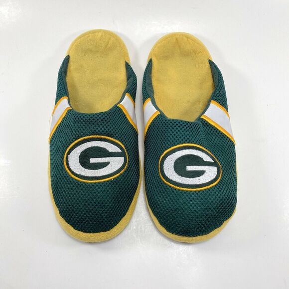 Green Bay Men's Team Sport Football Slippers Non-Slip Bottoms Open Back Size XL - Picture 1 of 9